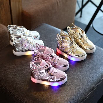 Copilul Adidași Stralucitoare Lumina Led Pantofi cu Aripa Copil Fete Running Pantofi Sport de Moda Copii Băieți Luminos Pantofi
