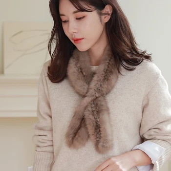 2020 Femei Reale Blană de Samur Tricotate Eșarfă Japonia Naturale Blană de Nurcă Eșarfe de Moda Doamnă Iarna Împachetări Gât mai Cald Mica Dimensiune