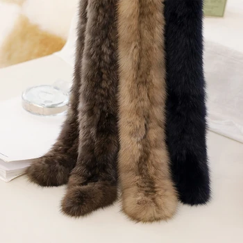 2020 Femei Reale Blană de Samur Tricotate Eșarfă Japonia Naturale Blană de Nurcă Eșarfe de Moda Doamnă Iarna Împachetări Gât mai Cald Mica Dimensiune