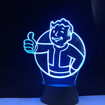 Joc Fallout Shelter Culori Schimbare Veioza Cadou pentru Copii Copil de Decorare Dormitor Lampa de Masa 3d Led Lumina de Noapte Noptiera