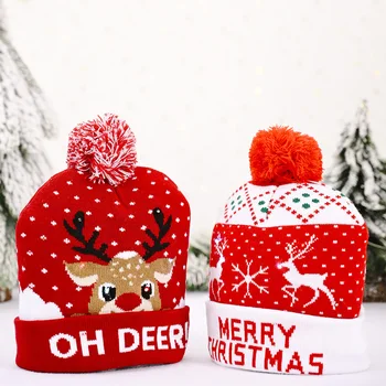 Creative de Crăciun Pălării de Lumină LED Beanie Pulover Tricotate Pălărie Mos craciun pentru Copii Adult de Craciun Petrecere de Vacanță elemente de Recuzită, Decor 2021