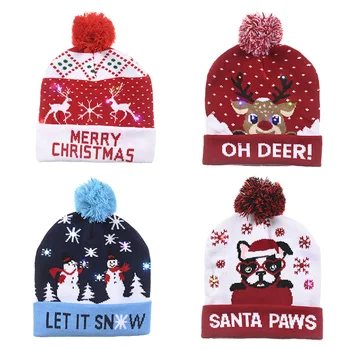 Creative de Crăciun Pălării de Lumină LED Beanie Pulover Tricotate Pălărie Mos craciun pentru Copii Adult de Craciun Petrecere de Vacanță elemente de Recuzită, Decor 2021