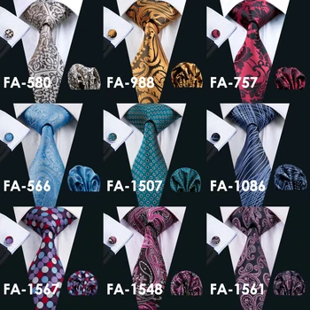 FA-988 Barry.Wang 29 Stiluri Bărbați Cravată Pentru Bărbați Cravate Paisley Silk Tie Batista Butoni Set Barbati Cravata Pentru o Nunta de Afaceri 8349