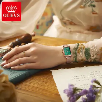 OLEVS Femei Ceasuri de Personalitate de Moda Pătrat Ultra-Subțire de Cuarț Ceas de mână rezistent la apă a Crescut de Aur Milanese Elegant Doamnelor Ceas