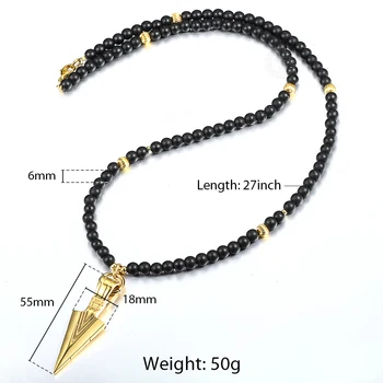 6mm Negru Mat cu Margele Colier pentru Barbati Femei de Aur din Aliaj de Felinar Săgeată Farmece Timp Simplu Colier Moda Bijuterii DDNM07