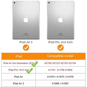 Slim din Piele PU Caz Silicon Pentru iPad Air 3 2019 Moale Înapoi Smart Cover pentru iPad Pro 10.5 2017 10.5 inch Caz +Film
