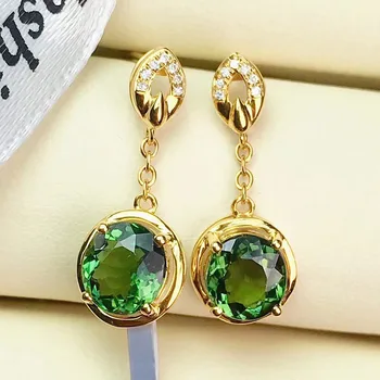 Pietre pretioase smarald cristal verde de zirconiu diamante picătură legăna cercei pentru femei aur de 14k culoare bijuterii bijoux brincos accesorii