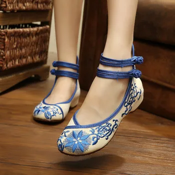 De Dimensiuni mari Pantofi Confortabili Femeie de Floarea-soarelui Broderie Femei Pantofi Creșterea Înălțime de Primăvară Zapatos Mujer Dimensiune EU34-41 WSH2291