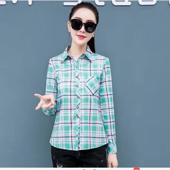 Noi Toamna anului 2019 Femei Bluza de Primavara-coreean Carouri Camasa Maneca Lunga de Moda Casual, Bluze Femei, Camasi Plus Dimensiune Rever Topuri