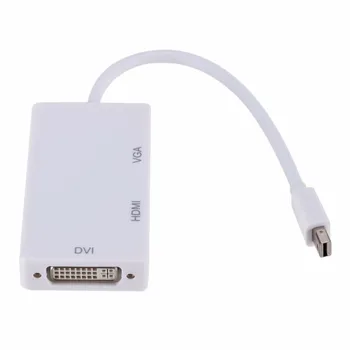 3 in 1 Mini Display Port la HDMI VGA DVI Adaptor mini DP Convertor Audio Video, Cablu pentru TV, PC, Laptop Macbook
