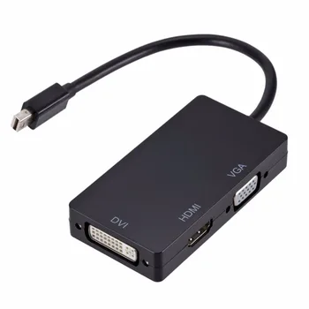 3 in 1 Mini Display Port la HDMI VGA DVI Adaptor mini DP Convertor Audio Video, Cablu pentru TV, PC, Laptop Macbook