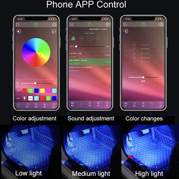 Masina Picior de Lumina Ambientala Led Backlight de Muzică App de Control RGB Auto de Interior Decorative Atmosfera Lumini Cu USB Bricheta