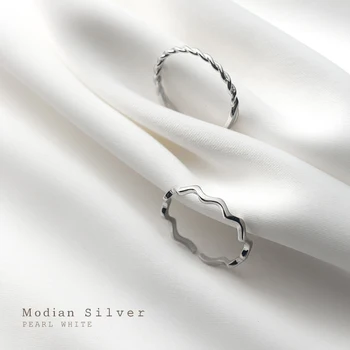 Modian Trendy Autentic Argint 925 Două Style Slim Deget Inel pentru Femei Geometrice Val Inel Reglabil Bijuterii Fine