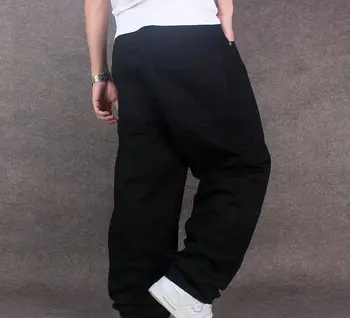 2020 Bărbați Largi Picior Pantaloni din Denim Hip-Hop-negru Casual jean pantaloni blugi Largi de Rapper-ul Skateboard Relaxat Blugi joggeri