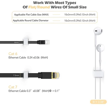 Adeziv Cablu Clipuri, 100buc Sârmă Clipuri de Cablu Wire Management Suport Cleme de Cablu Cravată Suport pentru Mașină, Birou și Acasă