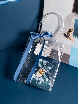 2019 Nou de plastic, pungi de cadouri cadou de ambalaj pungi cu maner PVC clar transparent tote sac de cadouri cumparaturi de bijuterii, genți de mână decor