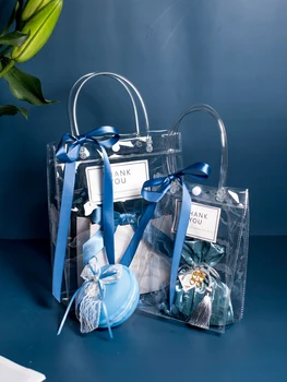 2019 Nou de plastic, pungi de cadouri cadou de ambalaj pungi cu maner PVC clar transparent tote sac de cadouri cumparaturi de bijuterii, genți de mână decor