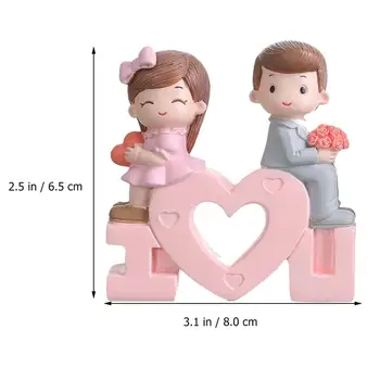 1 Setați Ziua Îndrăgostiților Cuplu Cifre Mireasa Si Mirele Rășină Papusa Ornamente Tort de Ziua Îndrăgostiților Romantic Papusa Ornamente Tort