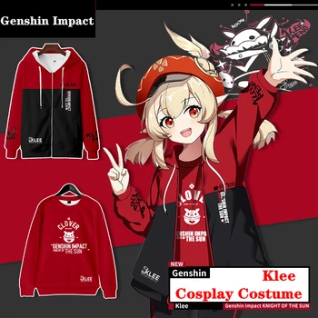 Klee Cosplay Costum Fierbinte Joc Genshin Impact Hanorac Anime Jacheta Sport Proiectului Print Pantaloni De Catifea Top Adult Copii Set