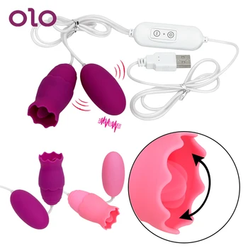 OLO USB Jucarii Sexuale Vibratoare 11 Modul Erotic Produse pentru Adulți de sex Feminin Masturbari Oral Clitoris Stimulator Limba Vibratoare punctul G