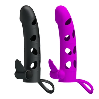 Silicon Marirea Penisului Reutilizabile Prezervativ Vibrator Cock Ring Penis Extender Maneca Prezervative pentru Bărbați Adulți Intim Bunuri de Produs