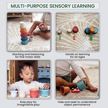 Montessori Stivuire Jucarii Pentru Baieti Pentru Copii 0 12 Luni Cupe De Jucării Pentru Nou-Născuți 13 24 De Luni Învățământ Stiva Ceașcă De Baie Jucarii