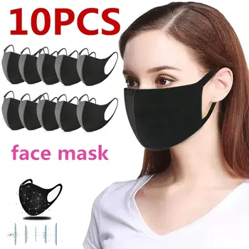 10buc Bărbați/femei Anti Praf Masca Anti Aer Pullution Protecție 3D Masca de Fata Negru Lavabil Bărbați/Femei de Familie Vânt Gura Masca