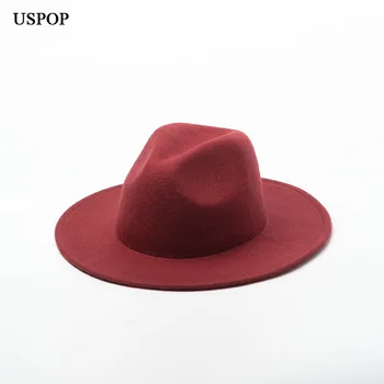 USPOP Toamna noua femei pălării de lână jazz pălării de sex feminin casual culoare solidă jazz pălării de iarnă pălării de lână groasă