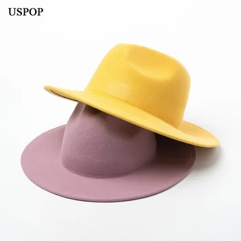 USPOP Toamna noua femei pălării de lână jazz pălării de sex feminin casual culoare solidă jazz pălării de iarnă pălării de lână groasă