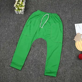 1 buc Băieți Fete Pantaloni Harem-de-Mijloc, cu talie Elastica pantaloni de Trening Buzunare 3-8years M09