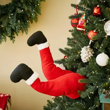 Moș Crăciun De Pluș Picioare Pentru Decoratiuni De Craciun Amuzant Picior Umplute Ornamente Pentru Bradul De Crăciun Elf Picioare Pentru Acasă De Crăciun Decorare