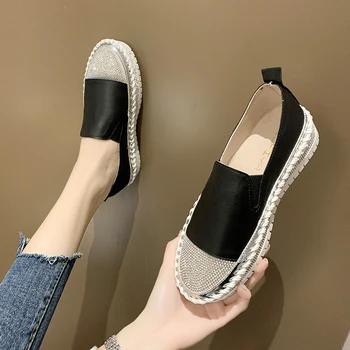 LazySeal Pantofi Femei Apartamente Bling Stras Femei Pantofi pentru Femei Pantofi Casual Cristale Rotunde Toe Slip-on Platformă Diamante Mocasini