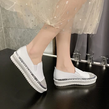 LazySeal Pantofi Femei Apartamente Bling Stras Femei Pantofi pentru Femei Pantofi Casual Cristale Rotunde Toe Slip-on Platformă Diamante Mocasini