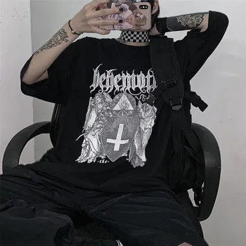 Vara Hip Hop Liber Maneci Scurte Harajuku T-shirt Streetwear Student Topuri Negre Cool Punk Tricouri Amuzante Rock Două Topuri de sex Masculin