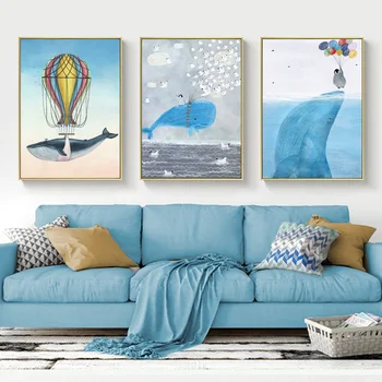 De ÎNCREDERE de ARTĂ Panza Pictura Balena Barca Poster cu Imagini de Animale De Casa Arta de Perete Pentru Camera de zi de Decorare Postere Si Printuri