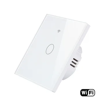 220V WiFi UE Single Standard Live Wire Smart Light Touch Comutator Geam Panou de Perete interruptor 1/2/3 Banda de Lucru Cu APLICAȚIA