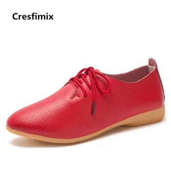 Cresfimix încăltăminte într-pour femmes de femei de moda confortabil dantelă sus pantofii doamna din piele a subliniat toe pantofi pantofi rece b2144