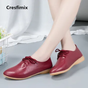 Cresfimix încăltăminte într-pour femmes de femei de moda confortabil dantelă sus pantofii doamna din piele a subliniat toe pantofi pantofi rece b2144