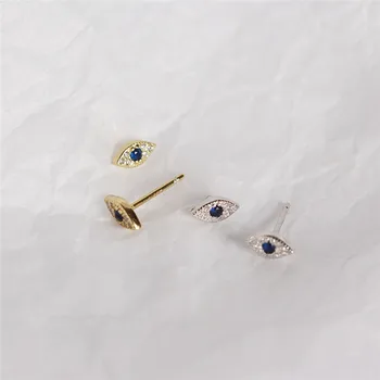 Ying Vahine 2019 cel Mai bun Vanzator Argint 925 Mini Zircon Albastru Ochi Ochi Răi de Mici Cercei Stud pentru Femei