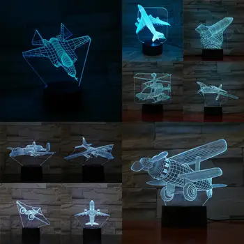 Avioane de luptă 7 Culori Schimbare Creative 3D USB Lampă de Iluminat Atmosferă Băieți Cameră Decor Creativ Vacanță Ziua de nastere Cadouri Interesante 8912