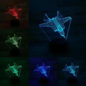 Avioane de luptă 7 Culori Schimbare Creative 3D USB Lampă de Iluminat Atmosferă Băieți Cameră Decor Creativ Vacanță Ziua de nastere Cadouri Interesante
