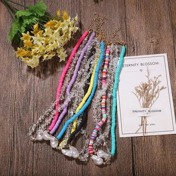 Cel mai bun lady lucrate Manual din Acril Guler Cravată Colier pentru Femei Fete Boem Bijuterii Elegant Simulat Perle, Coliere Declarație