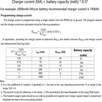 10x 50-1000MA Reglabil 3.7 V-4.2 V Li-Po, li-ion Reîncărcabilă Încărcător Modulul de Bord pentru 18650 14500 100-2700mAh Baterie cu Litiu