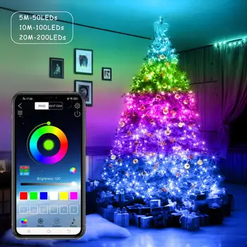 Decorare Pom de crăciun Lumini LED Inteligent Bluetooth Personalizate Șir de Lumini Personalizate App Control de la Distanță Luminile Dropship