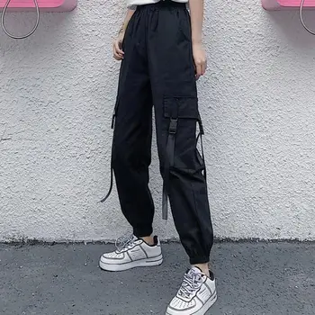 Femei Pantaloni de Marfă Harajuku coreean Liber Streetwear Elev Chic Retro Casual Glezna-lungime Simplu Unisex Confortabil Toate-meci BF