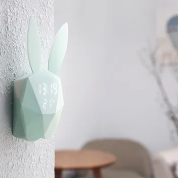 Creative Iepure LED Ceas Deșteptător Sincronizare Voce de Încărcare Luminos Desene animate Ceas Digital Trezi Lumina de Masa Electronic Ceas de Noapte