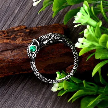 Oțel soldat rafinat șopârlă cu piatra verde din oțel inoxidabil inel reglabil bărbați femei bijuterii