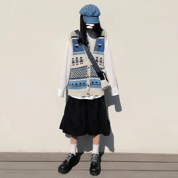 Vesta Femei Cardigan tricotate Vesta Blana doamna 2019 stil coreean Toamna iarna coreean Liber fără Mâneci Jacheta (X1164)