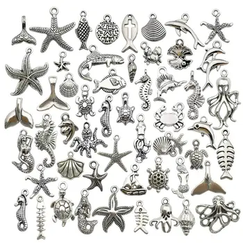 En-gros de 100 de Bucăți de Argint Amestecat Ocean Stiluri de Farmece Pandantive DIY pentru Colier Brățară de Luare de Bijuterii