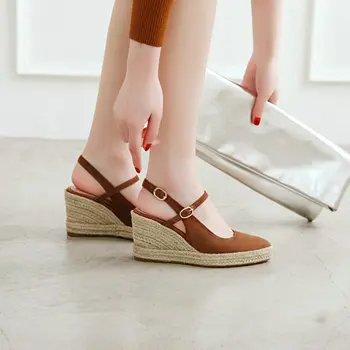 Sianie Tianie Femei Tocuri Platforma Espadrile Pantofi 2020 Bohemia Curea Glezna Pantofi De Nunta Doamnelor Mary Janes Pene Sandale